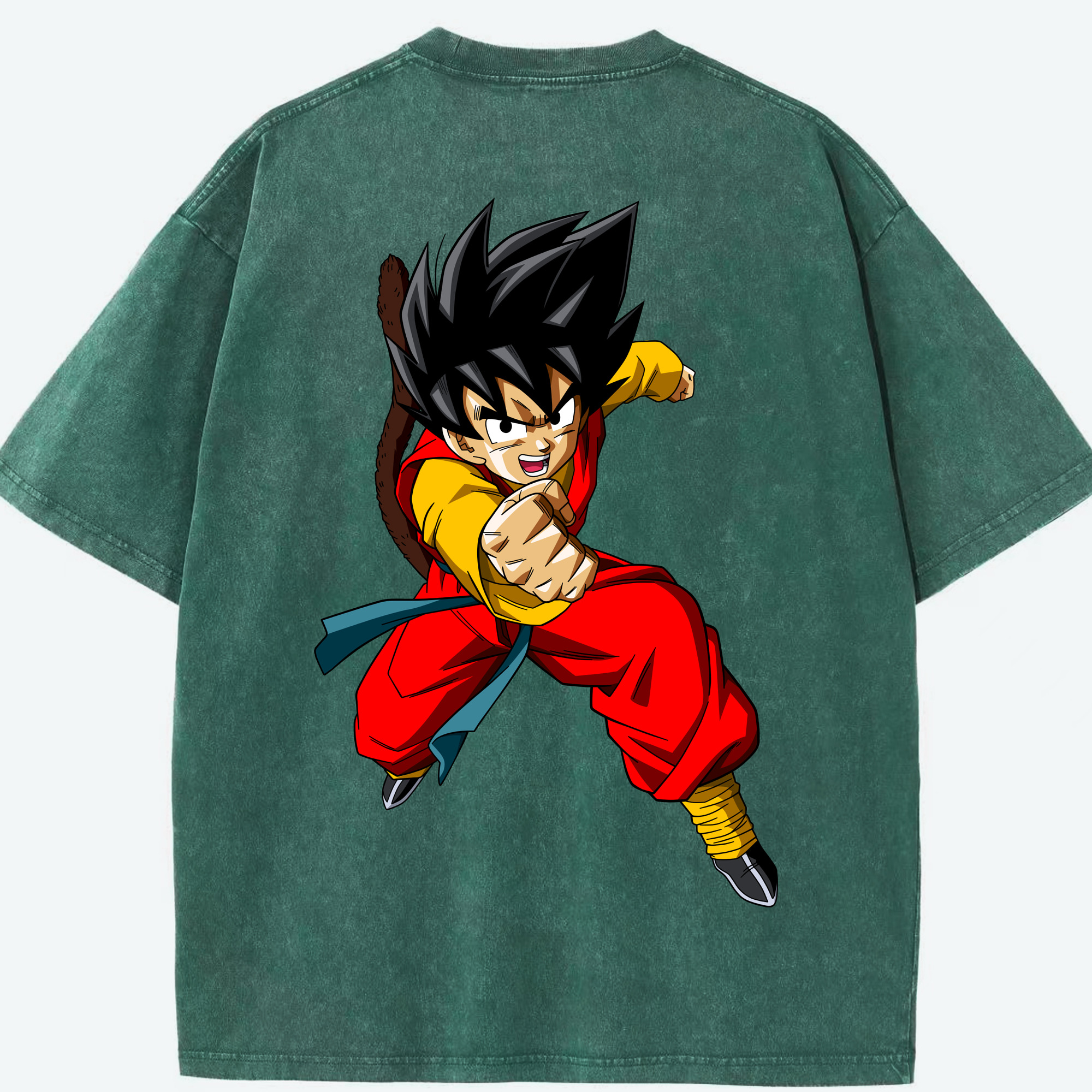 （画像用） ドラゴンボール 孫悟空（そん ごくう）Son Goku カカロット DRAGON BALL Kakarotto 綿100% ヴィンテージ風 半袖Tシャツ（背面プリント）